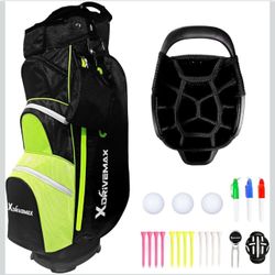Golf Cart Bag,Premium 15 Way Golf Club Bag with Rain Cover,Cooler,