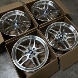 New 18 Inch M-Parallel Style Rims Wheels for BMW 18x8.0 +13, 18x9.5 +25 (5x120) Staggered Set CB: 74.1  Fits BMW E90 E60 E34 E36 E38 E39 E46 E90 E92  