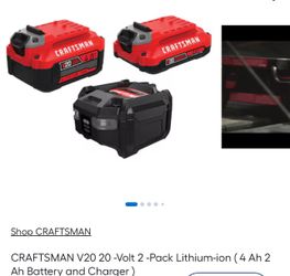 CRAFTSMAN V20 20 -Volt 2 -Pack Lithium-ion (4 Ah 2 Ah Battery and Charger)