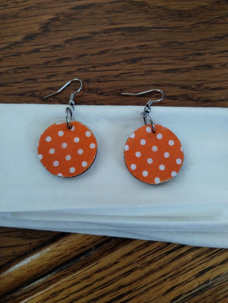 Orange Polka Dot Earrings 