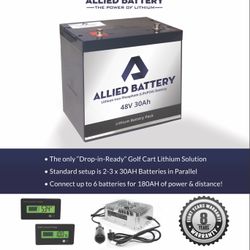 Brand New 48v Lithium Golf Cart Batteries & charger. 8 year warranty