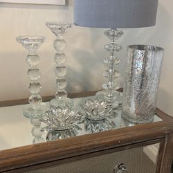 Glass Lamps & Candle Holders and Flower Vase 