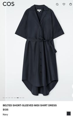 COS- BELTED SHORT-SLEEVED MIDI SHIRT DRESS