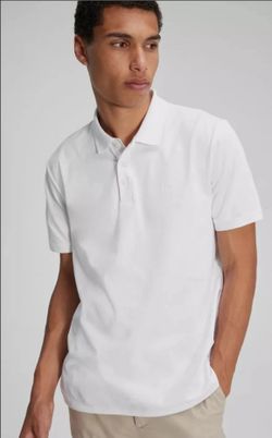 Calvin Klein Mens Classic White Short Sleeve Smooth Cotton Polo Size M