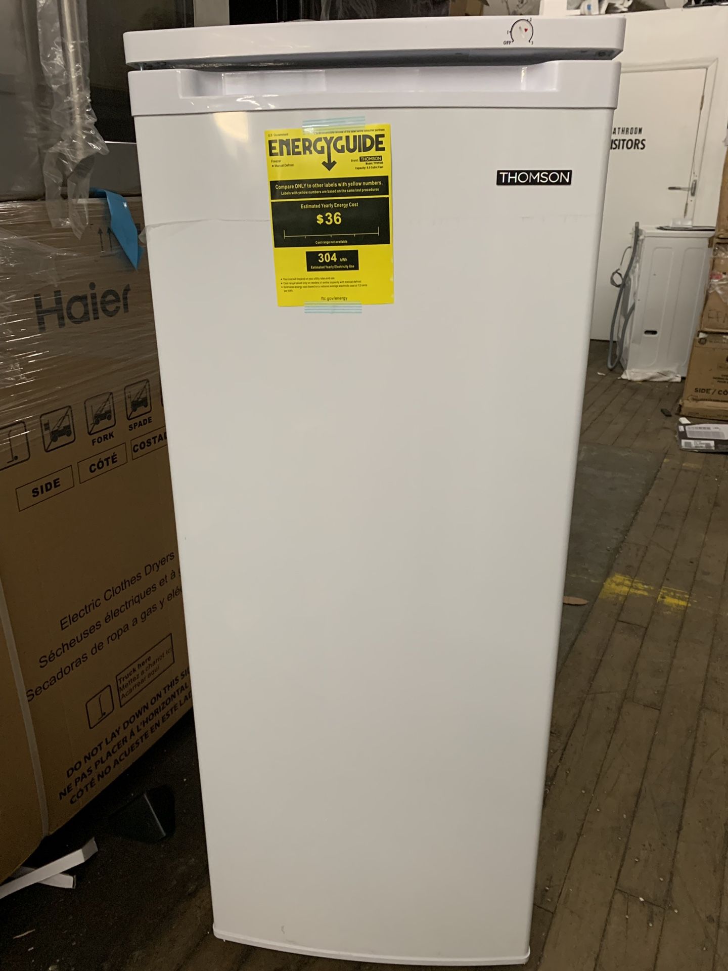 Thomson 6.5 cu upright freezer new in box in white $180 negotiable