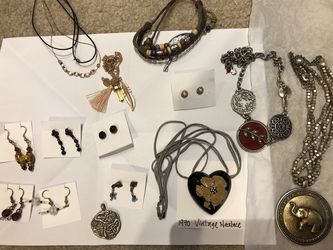Lots of personal handmade jewelry including silver and gold earrings