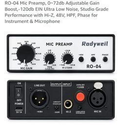 RO-04 Mic Preamp, 0~72db Adjustable Gain