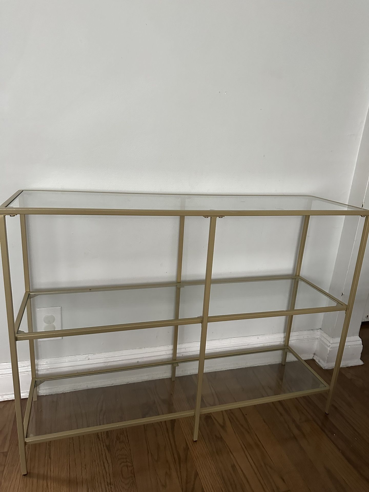 Gold & glass console table Height - 29 inches, width - 39 1/2 inches