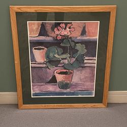 Large (30.5"H x 26.25"W) Wood-Framed, Matted & Glass-Covered WATERCOLOR Print - posted price is firm.