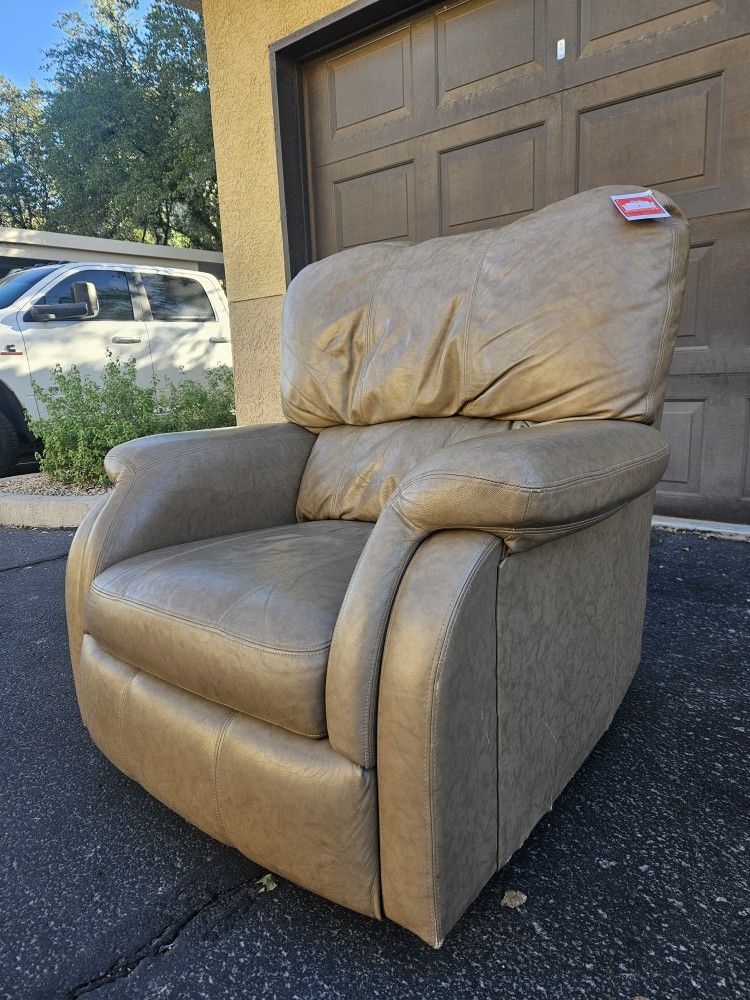 NEW XL 100% LEATHER ROCKER RECLINER CHAIR