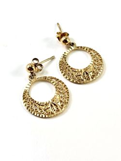  925 Silver Gold Vermeil Filigree Hoop Earrings