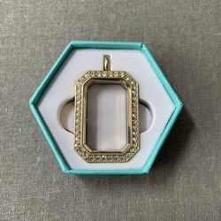 Origami Owl Gold Heritage Rectangular Living Locket  w/ Swarovski Crystals