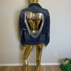 Studded Jean Jacket With Heart Cut Out In Back 