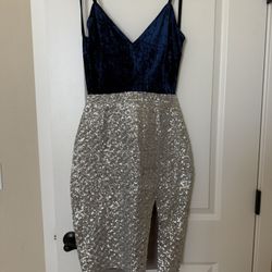 Royal Blue velvet & Sequence Dress