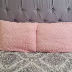 2 Large Pink Pillows 24" X 20" Soft Texture