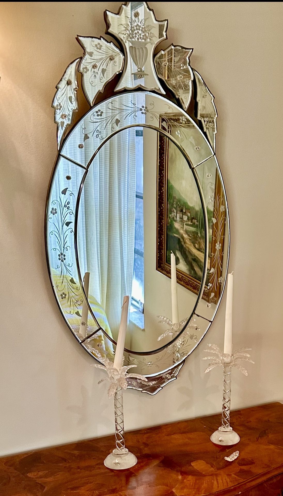 Great Pair Of Venetian Mirrors Antique 