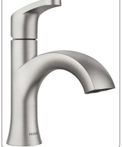 Moen 84346SRN Karis Spot Resist Brushed Nickel One-Handle Single Hole Bathroom Sink Faucet with Opti