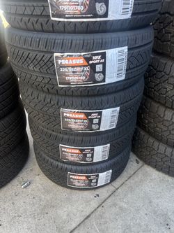 225/55/17 PEGASUS #4 NEW TIRES INSTALLED AND BALANCED. 40,000 MILES WARRANTY