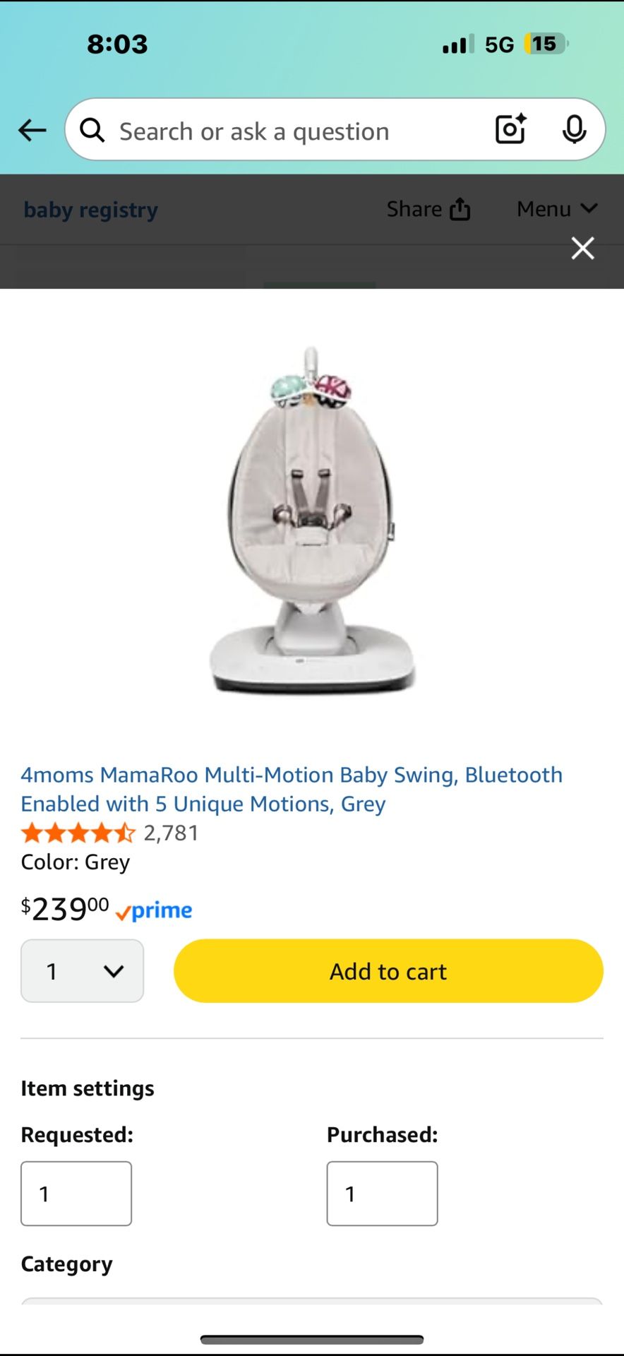 4moms MamaRoo Multi-Motion Baby Swing