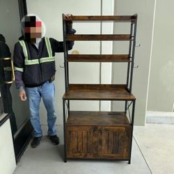 New In Box 32x16x67 Inch Tall Microwave Cookware Stand Kitchen Cabinet Organizer Spice Rack Shelf with Electric Outlet 