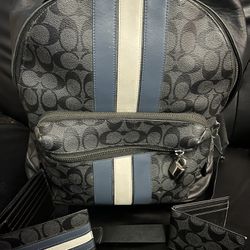 Used Coach, Backpack, And Wallet Set