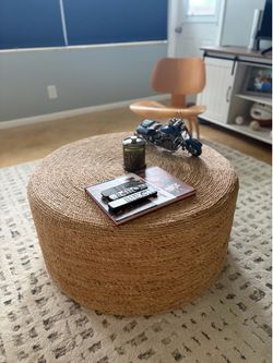 Natural Jute Round Ottoman