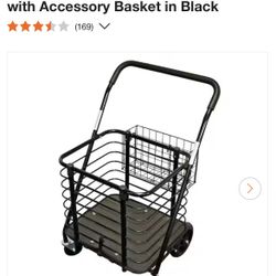 Milwaukee Heavy-Duty Steel Shopping Cart with Accessory Basket