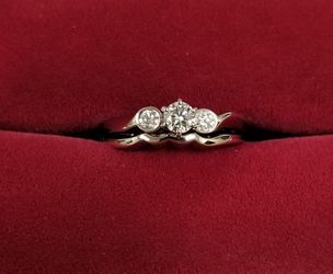 14k White Gold 3 Diamond Wedding Ring Set