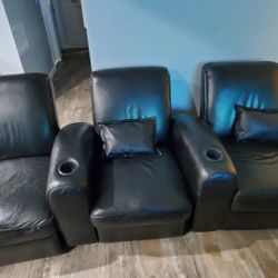 Black Leather Theather Style Recliners