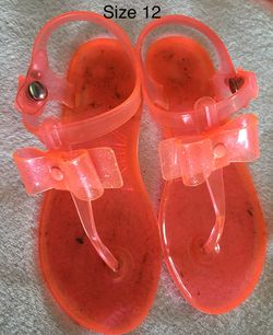 Jellies sandals hot pink orange w bow