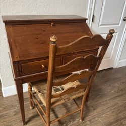 Vintage Secretary Desk w/ Chair – Solid Wood (Ethan Allen)