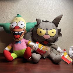 Krusty The Clown & Scratchy Cat - Plush Simpsons 10-12” Toy Factory 2021