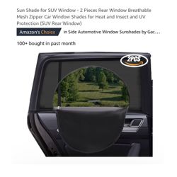 Brand new Sun Shade for SUV Window - 2 Pieces Rear Window Breathable Mesh Zipper Car Window Shades for Heat and Insect and UV Protection (SUV Rear Win