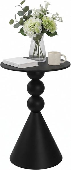 Black Round Martini Side Table – Vintage Metal Pedestal Accent Table