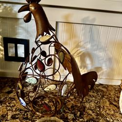Vintage  Styled Metal Rooster Figurine