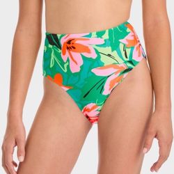 Target Girls' 'Sun Beams' Tropical High Waist Bikini Swim Bottom - art class NWT Sz 8 (medium)
