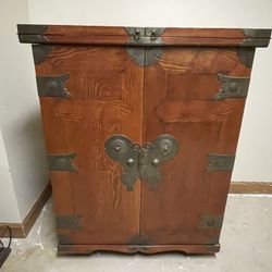 Vintage Asian-Inspired Bar Cabinet / Liquor Cabinet