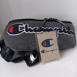 Champion Waist Bag Fanny Pack Cross Body Embroidered Large Dark Grey Over Sized