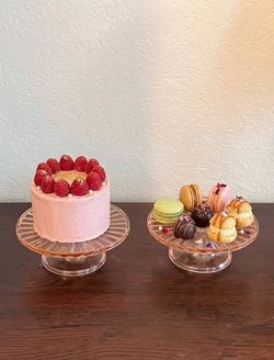 7” Pink Depression Glass Tiered Cake Stand