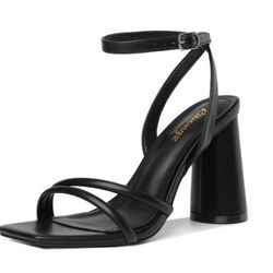 Strappy Black Cylinder Heels