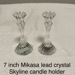7 inch Mikasa led crystal skyline candle holders