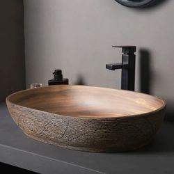 23" Ceramic Oval Bathroom Vessel Sink Retro Washbasin $70