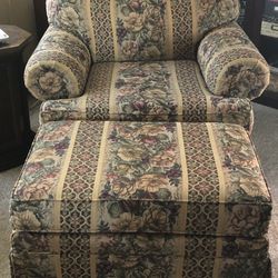Vintage Chair With Ottoman 