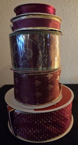 Burgundy Christmas Ribbon Lot