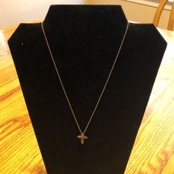Cross With Amethyst Stone On Gold Chain