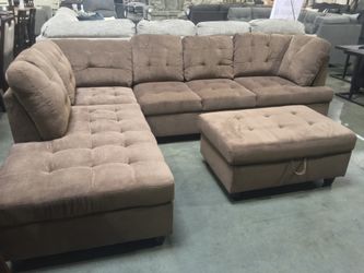 Brown Sectional With Free Storage Ottoman sale