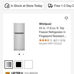 whirlpool refrigerator 24in