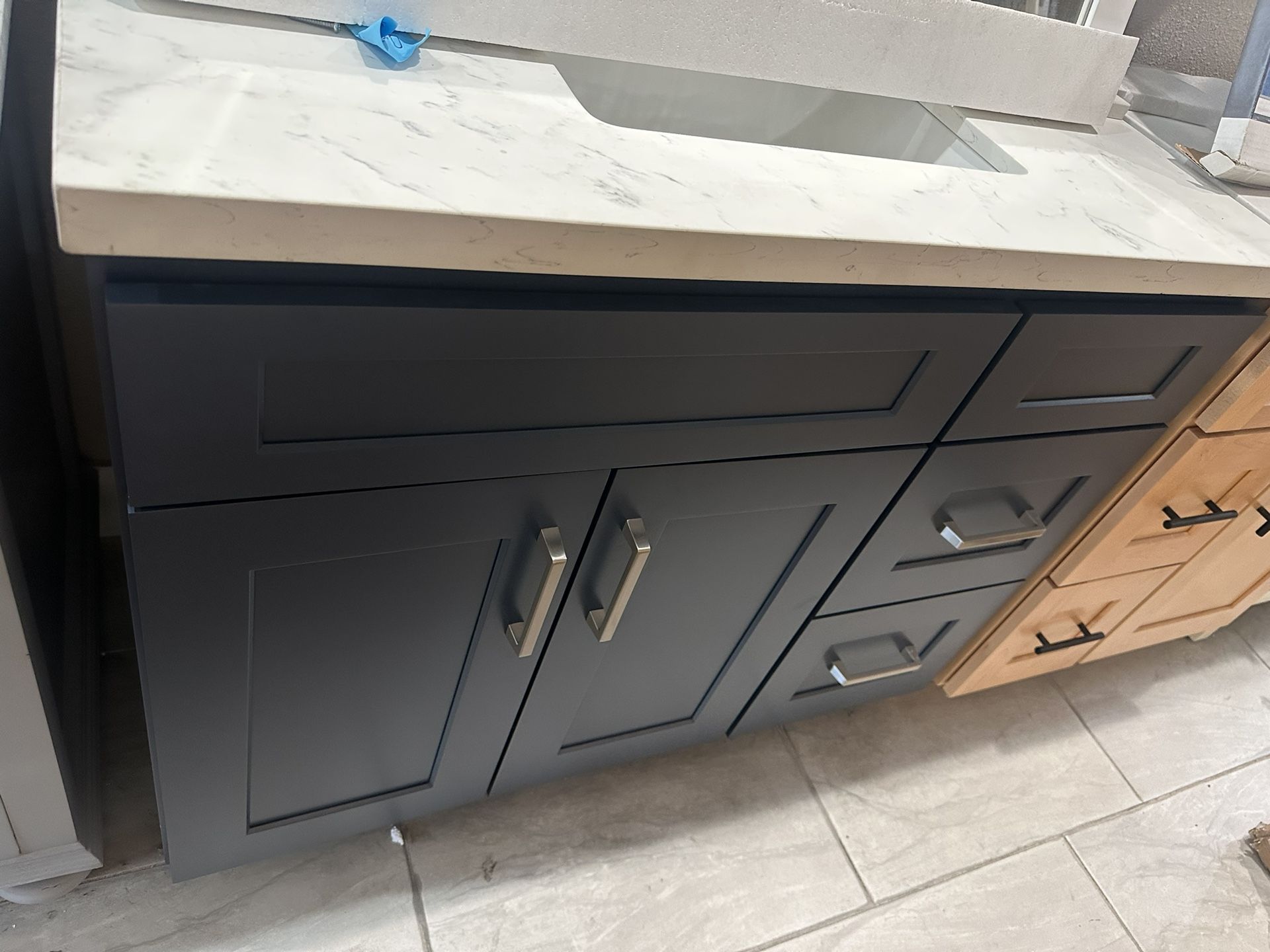 Bathroom vanity 42 inch blue