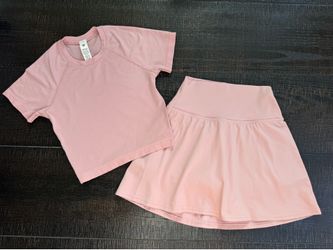 lululemon size 2 pastel pink Cropped Swiftly top & Court Rival Skirt Set