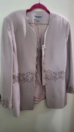 Vintage John Meyer of Norwich Pastel Pink Beaded Skirt Suit Set Size 16 Mother of the Bride
